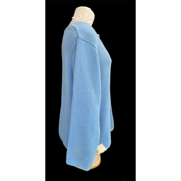 Orvis Women’s Vintage Knit Cardigan Baby Blue w/Color Block Detail Sz.XL Y2K Bix - Picture 8 of 11